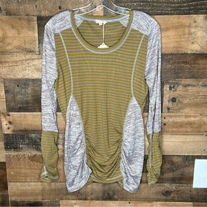 NWT Anthropologie Hem & Thread Long Sleeve Shirt Large Stripe Stretch Cinch